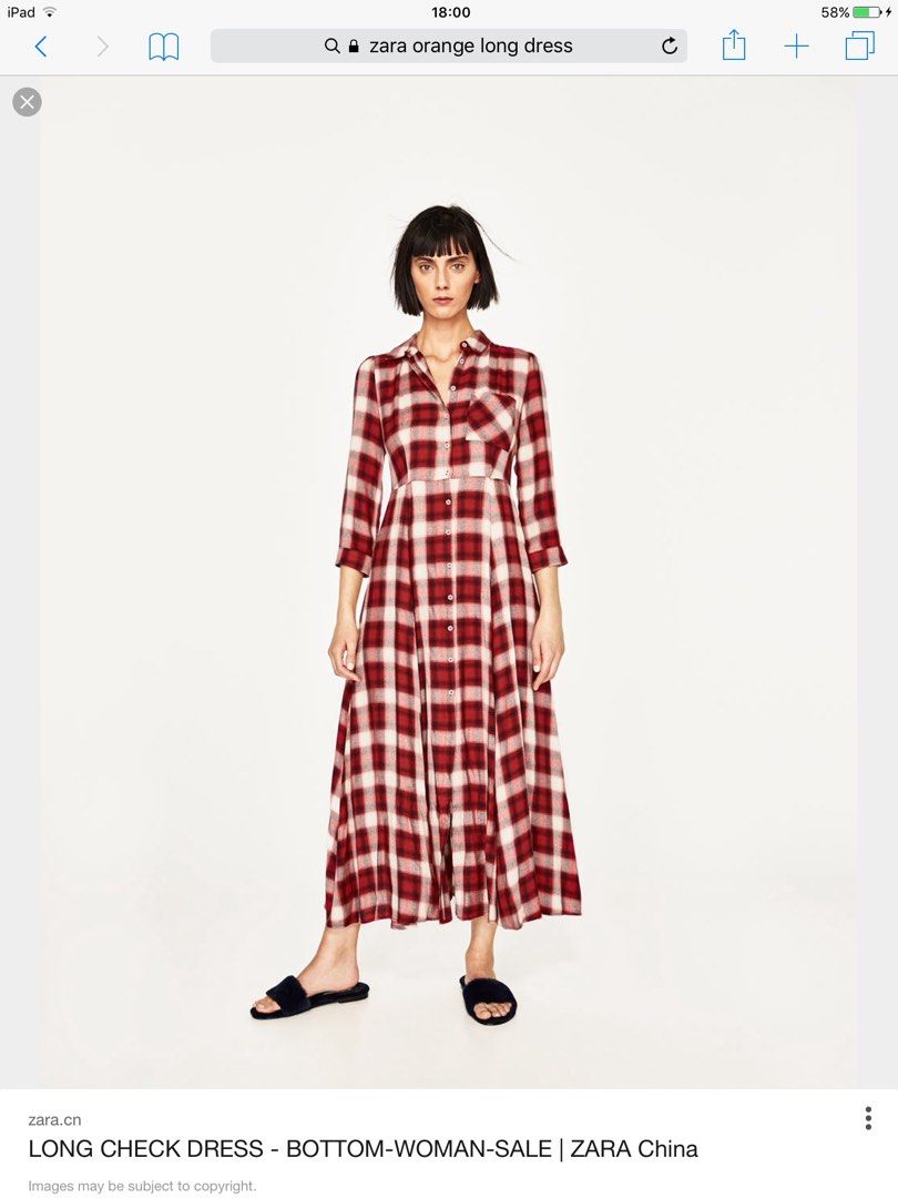 Zara red cheap check dress