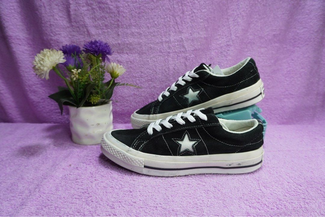 36 CONVERSE ONE STAR OX BLACK WHITE SEPATU CONVERSE A2 82 SECOND THRIFT BEKAS PRELOVED USED aI3YTV6sk9