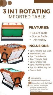 3 IN 1 ROTATING IMPORTED MULTI GAMING TABLE