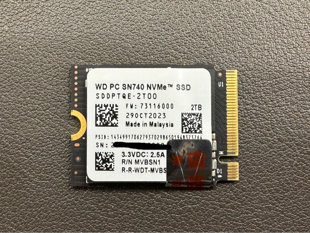 全新wd sn740 2tb ssd 2230,steam deck rog ally,legion go用ssd, 電腦 