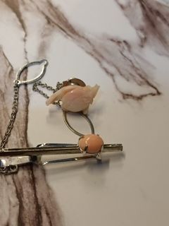 Angel skin coral pin and tie bar
