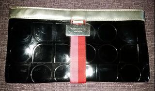 authentic KATE SPADE Women's Black Red Stripe Large Zip Around Wallet