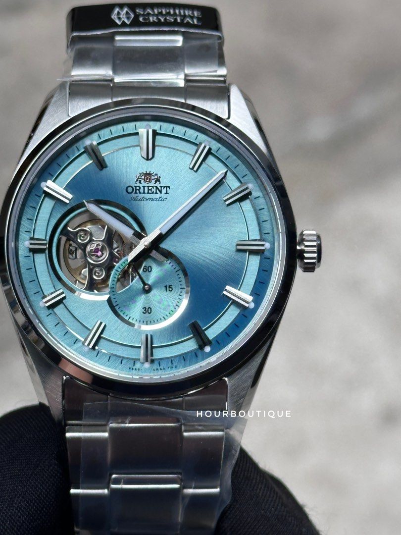 Brand New Orient Sky Blue Dial Open Heart Mens Automatic Watch RA AR0009L Men s Fashion Watches Accessories Watches on Carousell