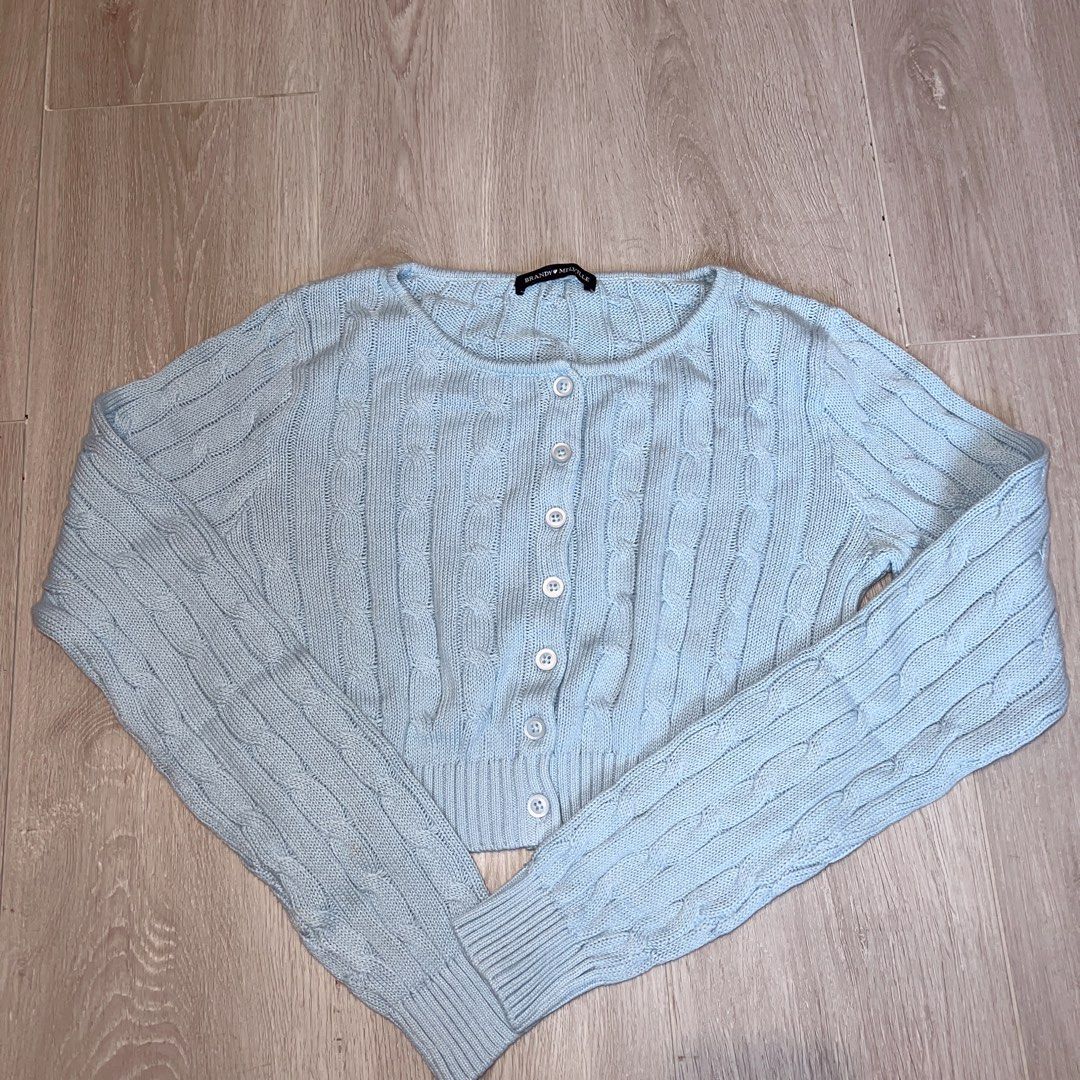 Brandy Melville Athelia Cotton Cable Knit Top, 女裝, 上衣, 長袖衫