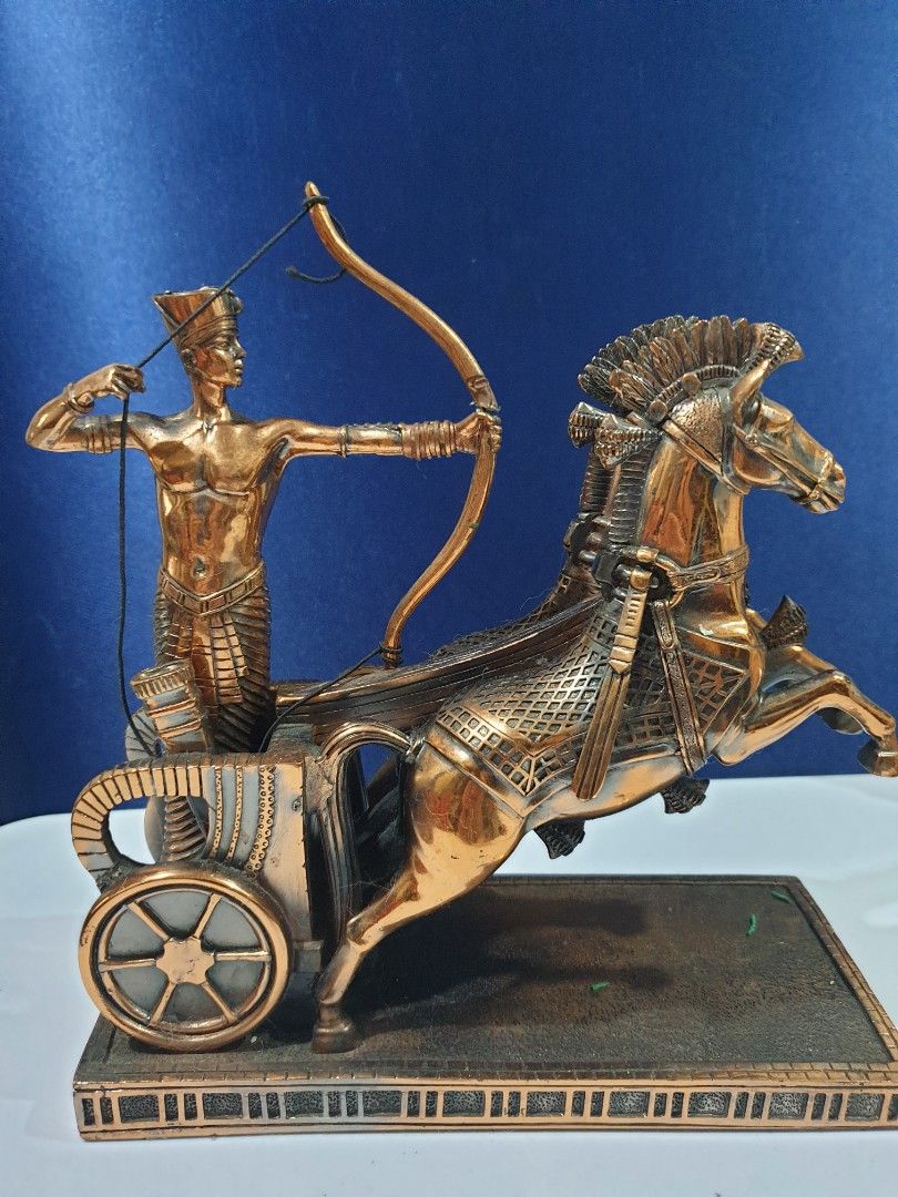 Bronze Pharaoh in Chariot (Category: Vintage Collectibles) located in Manila. Submitted by ric_bergo (Listing ID 1290500427, Image 1). Description: Bronze Egyptian Pharaoh in Chariot (Length is 21cm).