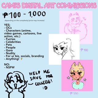 Cami's digital art commissions 💫🎨 (Slots: 1/3) - For gift, couples, icons, etc.