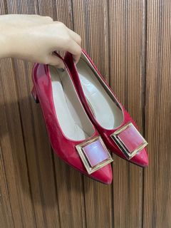 Classy Red Pointed Office Shoes Heels
