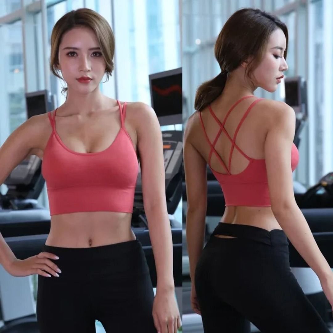 Women Sport Bras High Impact Gather Gym Workout Bra Girls Shockproof Push  Up Underwear Yoga Running Tank Tops With Pad Sportwear