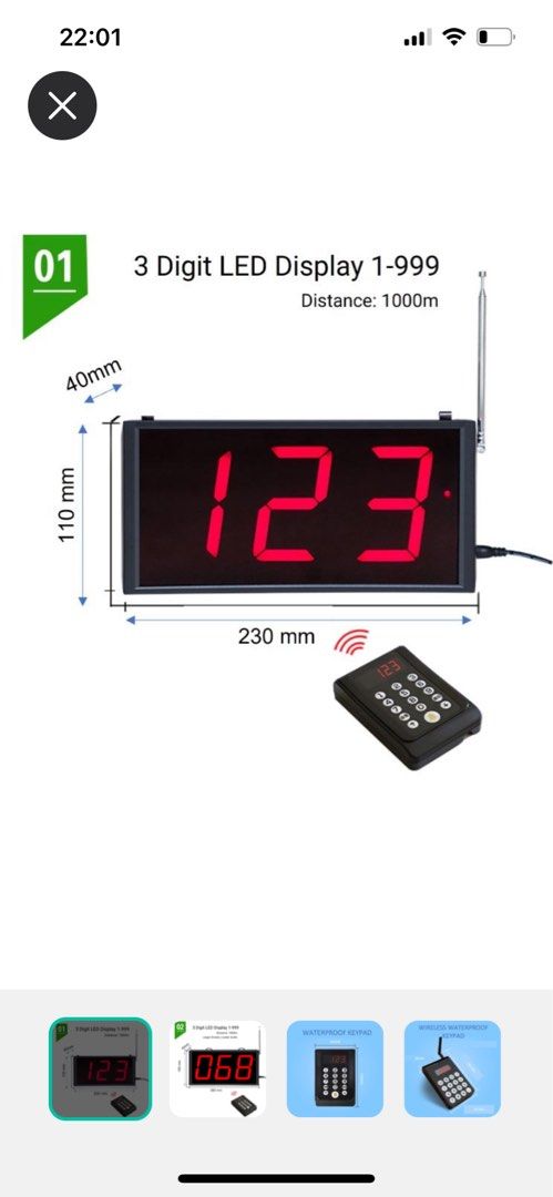 Queue number caller (Category: Office & Business Technology) located in Singapore. Submitted by fierceearth_32c930 (Listing ID 1290584312, Image 1). Description: 3 Digital caller ..
