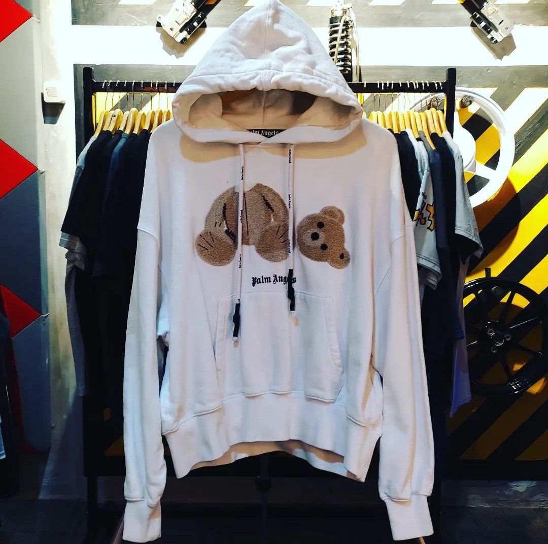 Cream Palms Angels Bear Hoodie Palm Angels Kill The Bear Hoodie In