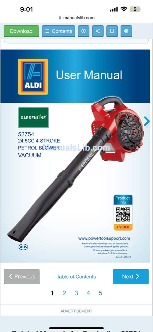 Gardenline petrol 2025 blower vac