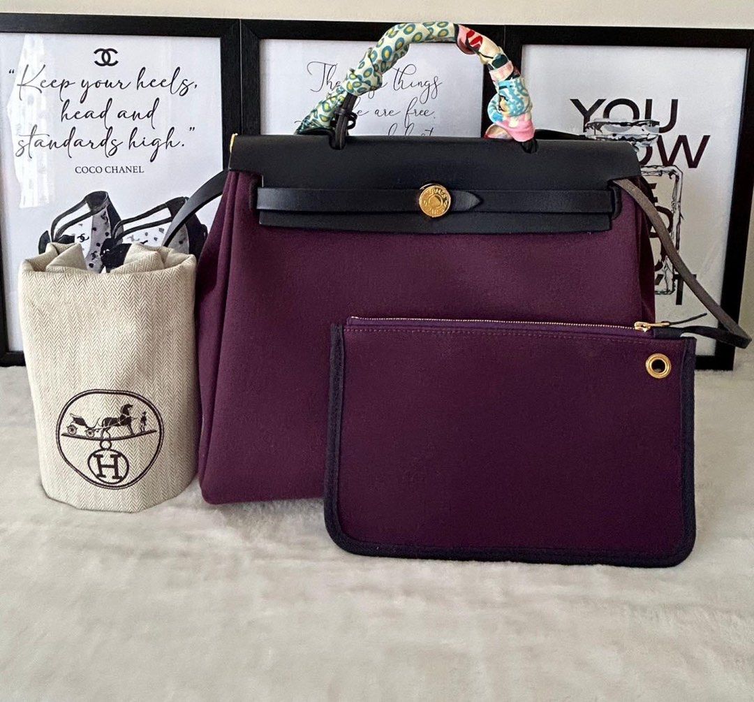 Hermes Herbag 31 Bag (Category: Luxury Bags & Wallets) located in Manila. Submitted by bagislifeshop (Listing ID 1290604752, Image 1). Description: ☑️Available in Pampanga ✅Condition: 8.5/10 ✅Stamp: Y (2020) ✅Material: Canvas and cowhide leather ✅Colour: Purple and indigo ✅Inclusion: lockset and receipt .