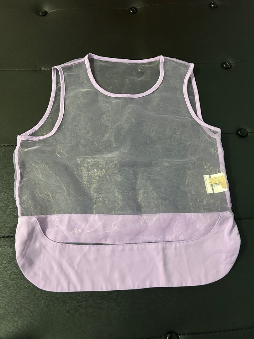 Purple Plaid Mesh Layering Top