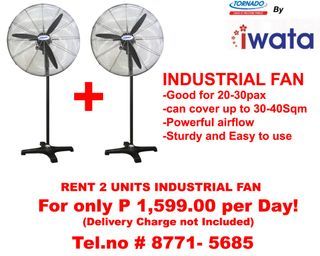 IWATA/TORNADO AIR COOLER AND INDUSTRIAL STAND FAN "FOR RENT"/GOOD FOR 20-30 PAX