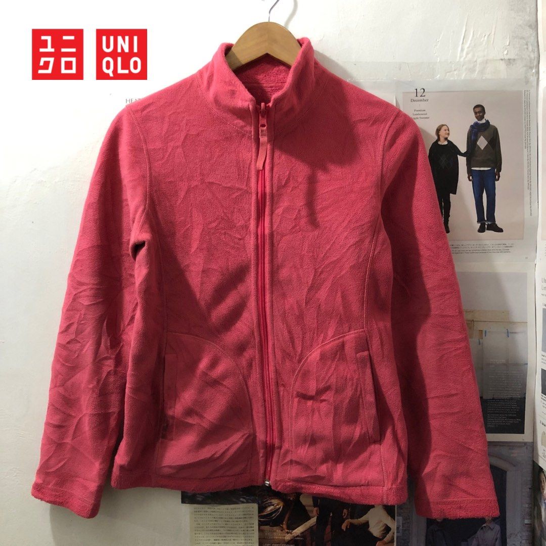 Jaket Pink Uniqlo Fleece Fesyen Wanita Pakaian Wanita Baju Luaran di Carousell