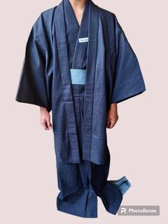 Mens Boys Blue Japanese Kimono with haori