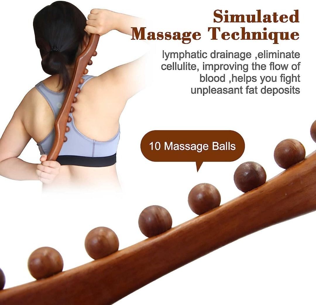 Handheld Wooden Curved Massage Roller for Waist and Thigh, 16 Inch Wood  Therapy Massage Tools, Rolling Body Massager for Pain Relief, Cellulite (12