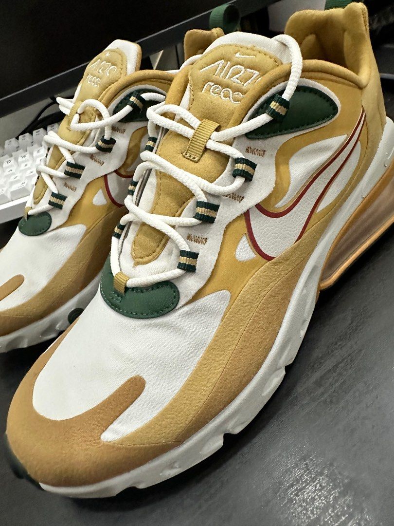Nike Air Max 270 React 'Reggae' (Category: Sneakers) located in Cainta. Submitted by jpskiee (Listing ID 1290551132, Image 2). Description: Nike Air Max 270 React ‘Reggae’ -Never been used Size 9 cm 27 BR 40.5 Euro 42.5 .