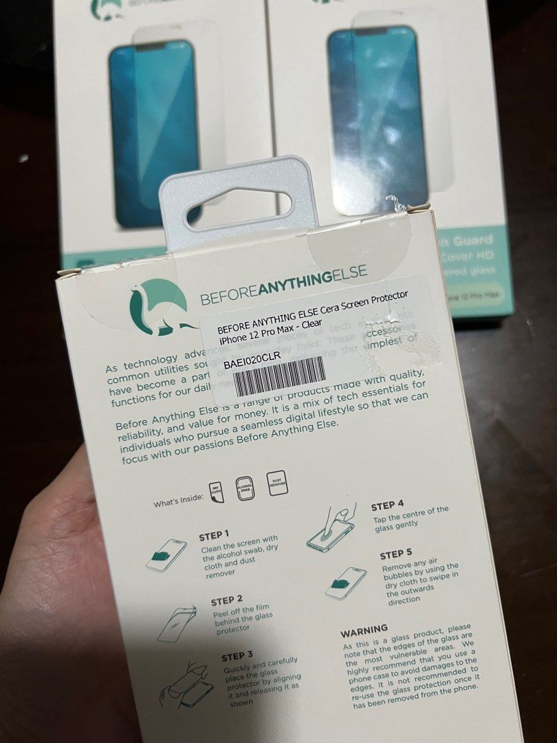 Original Tempered Glass Screen Protector for iPhone 12 Pro Max (Category: Other Mobile & Gadget Accessories) located in Manila. Submitted by razelysonn (Listing ID 1290568715, Image 3). Description: 500 each, Original before anything else brand :) FIXED.