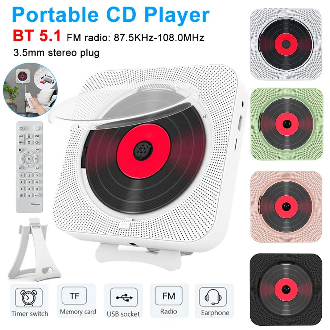 Portable CD Multimedia Player With Bracket Bluetooth-compatible5.1 ...