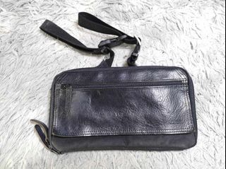 Porter Black Zipper Leather Waist Bag