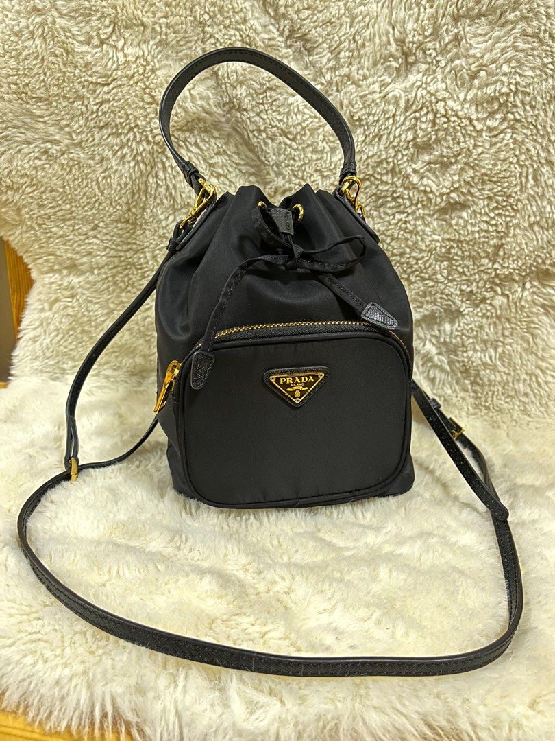 Prada tessuto mini new arrivals bucket crossbody bag