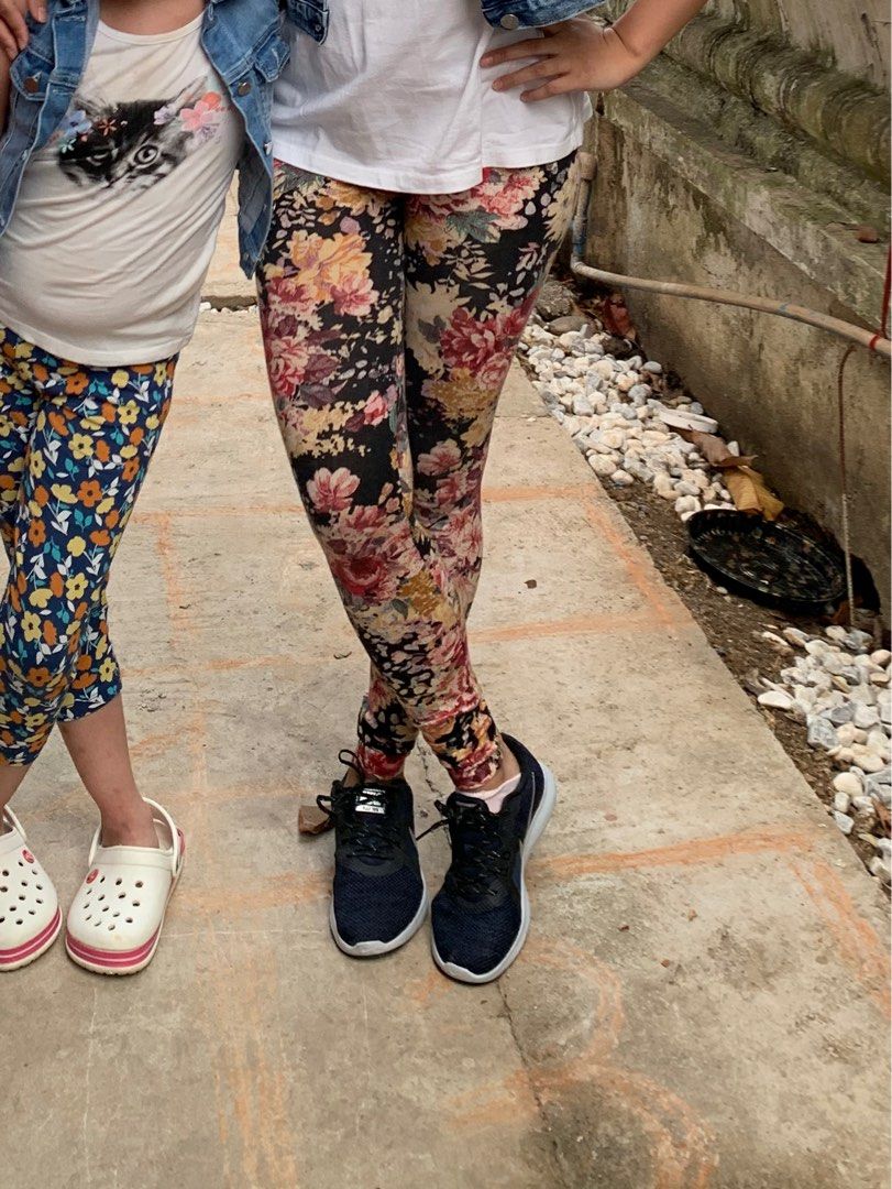 Promod Pink and Black Floral Leggings Women s Fashion Bottoms Other Bottoms on Carousell