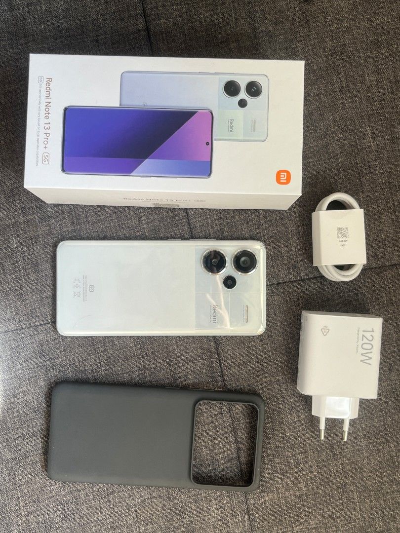 Redmi Note 13 Pro+ 5G (Category: Xiaomi) located in Quezon City. Submitted by karenlabvi (Listing ID 1290465654, Image 3). Description: LIKE NEW, ONLY USED FOR UNBOXING & PRODUCT REVIEW Redmi Note 13 Pro+ 5G PHP 20,000 Original Price: PHP 23,999 Color: Moonlight White Inclusions: Complete box + cable/adapter SPECS 6.67-inch AMOLED display 120Hz refresh rate, Corning Gorilla Glass 5 MediaTek Dimensity 7200-Ultra 12GB RAM / 512GB storage, no card s