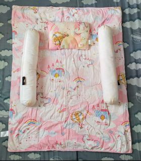 Reversible baby comforter with bolster and pillow