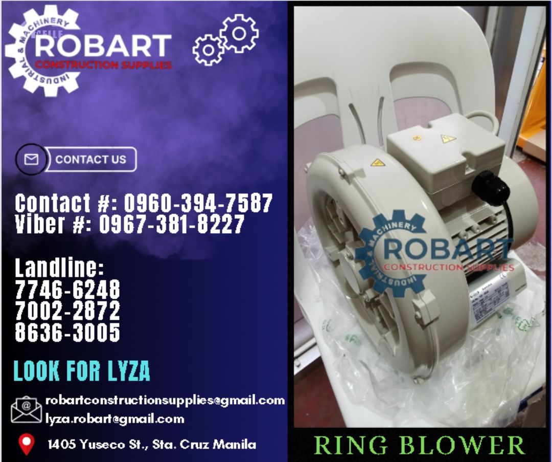 Ring Blower (Category: Construction Tools & Equipment) located in Manila. Submitted by lyzarobart1999 (Listing ID 1290536601, Image 1). Description: Ring Blower 1.2Hp Single Phase Brand: Kawake 𝐒𝐄𝐍𝐃 𝐔𝐒 𝐌𝐄𝐒𝐒𝐀𝐆𝐄 𝐅𝐎𝐑 𝐈𝐍𝐐𝐔𝐈𝐑𝐈𝐄𝐒 ‼️ 0 9 6 7 3 8 1 8 2 2 7 0 9 6 0 3 9 4 7 5 8 7 𝐋𝐚𝐧𝐝𝐥𝐢𝐧𝐞 𝐍𝐮𝐦𝐛𝐞𝐫𝐬: 𝟕 𝟕 𝟒 𝟔 - 𝟔 𝟐 𝟒 𝟖 / 𝟕 𝟎 𝟎 𝟐 - 𝟐 𝟖 𝟕 𝟐 / 𝟖 𝟔 𝟑 𝟔 - 𝟑 𝟎 𝟎 𝟓 𝐋𝐎𝐎𝐊 𝐅𝐎𝐑 𝐋𝐘𝐙𝐀 𝘌𝘮𝘢𝘪𝘭: 𝘳
