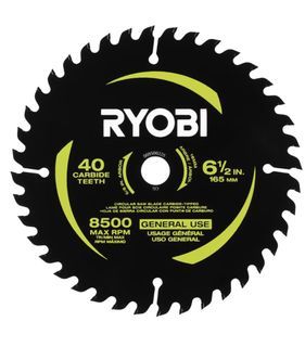 RYOBI A066103 6-1/2" 40T Carbide Teeth General Purpose Circular Saw Blade, Thin Kerf for Faster Cutting, Ideal for hardwoods, soft woods, plywood and lumber, Brand new.