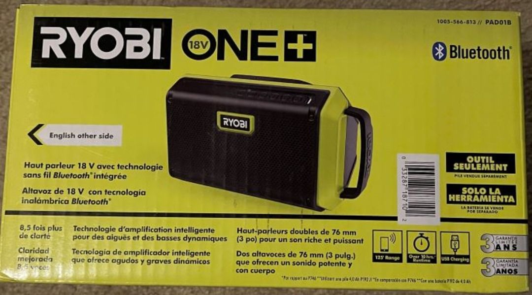 RYOBI PAD01B 18V Speaker with Bluetooth Wireless Technology Tool