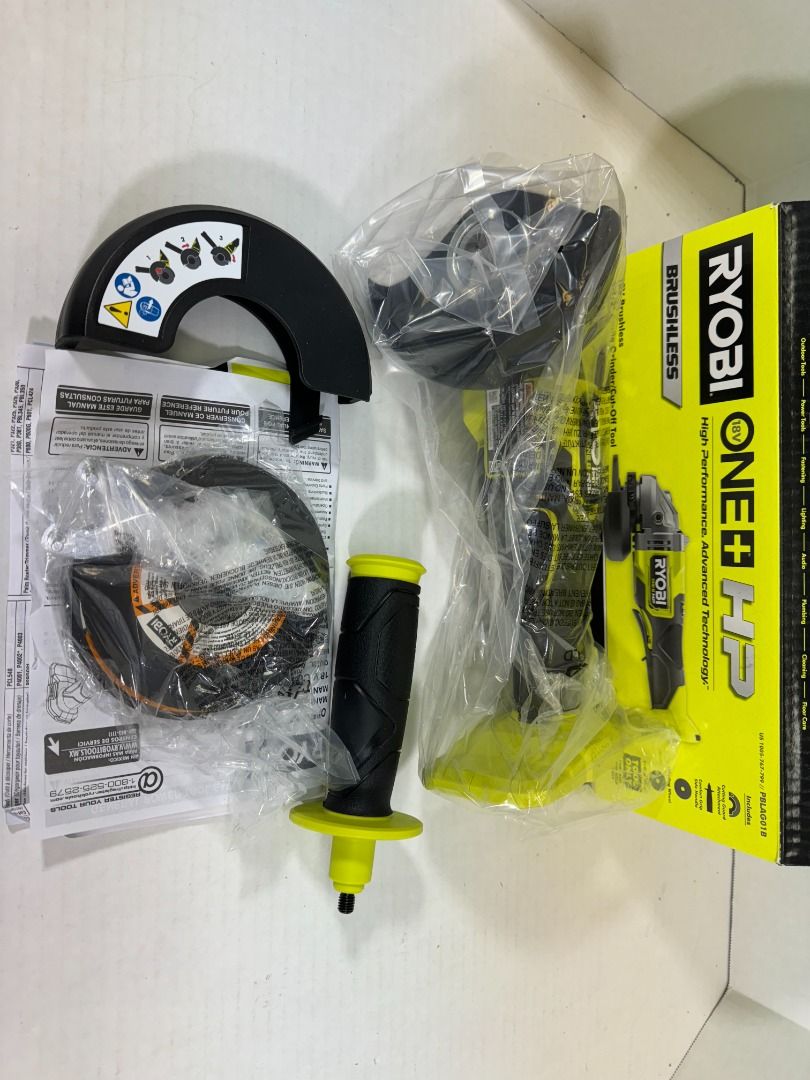 RYOBI PBLAG01B HP 18V Brushless Cordless 4 1 2 in. Angle Grinder Tool Only No battery Charger Brand new in box complete accessories what you