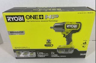 RYOBI PBLIW01K1 18V Brushless Cordless 4-Mode 1/2 in. High Torque (1,170 ft-lbs.) Impact Wrench Kit with 4.0ah HP Battery and Charger (converted to 220V), Perfect for automotive and construction jobs , Brand new in box.