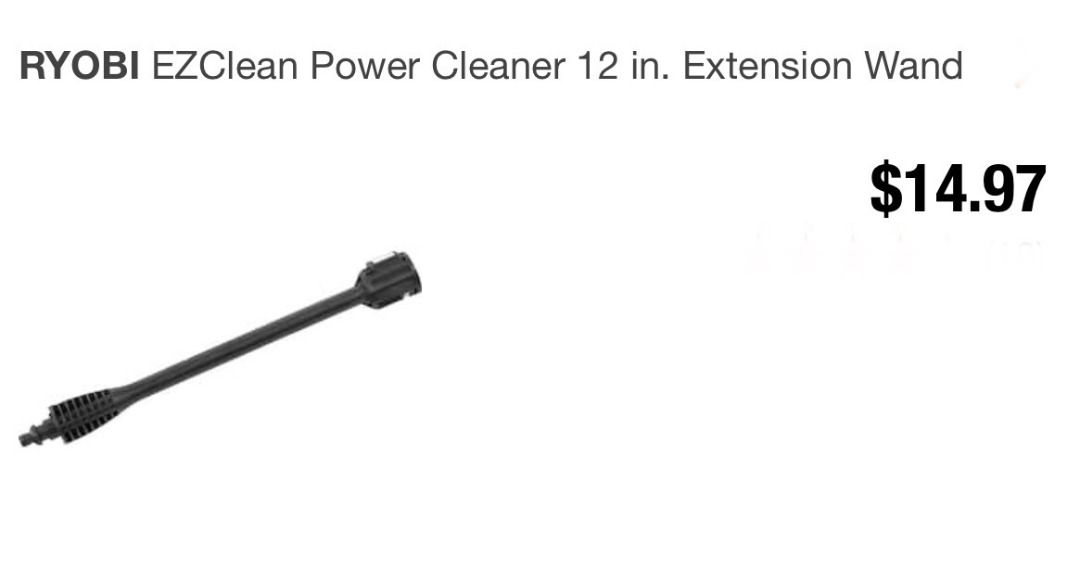 RYOBI RY3112EW EZClean Power Cleaner 12 in. Extension Wand Only compatible with all RYOBI EZClean power cleaners RY120350 RY120352K RY121850