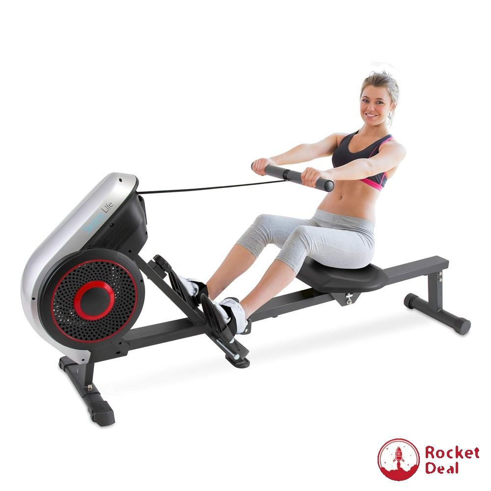 SereneLife Home Rowing Machine Air and Magnetic Rowing Machine 8 Resistance Levels