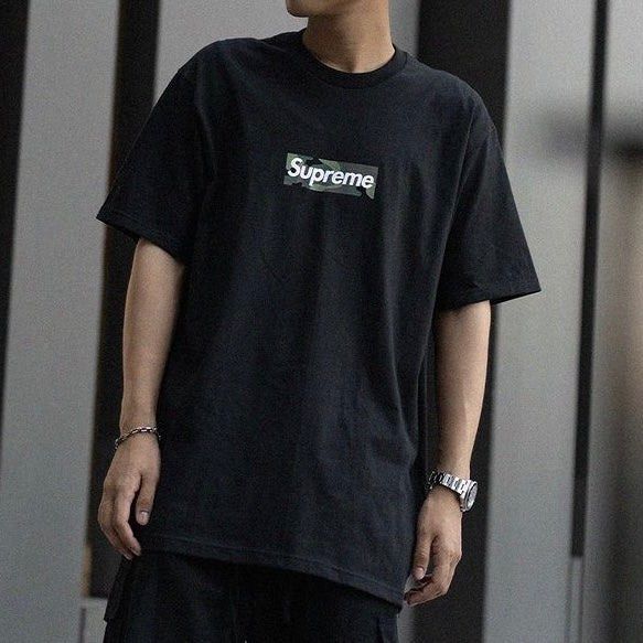 SIZE S M L Supreme Camo Box Logo Tee Black Men s Fashion Tops Sets Tshirts Polo Shirts on Carousell