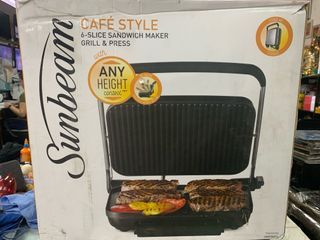 Sunbeam Cafe Style 6 Slice Sandwich Maker Grill & Press -220volts
