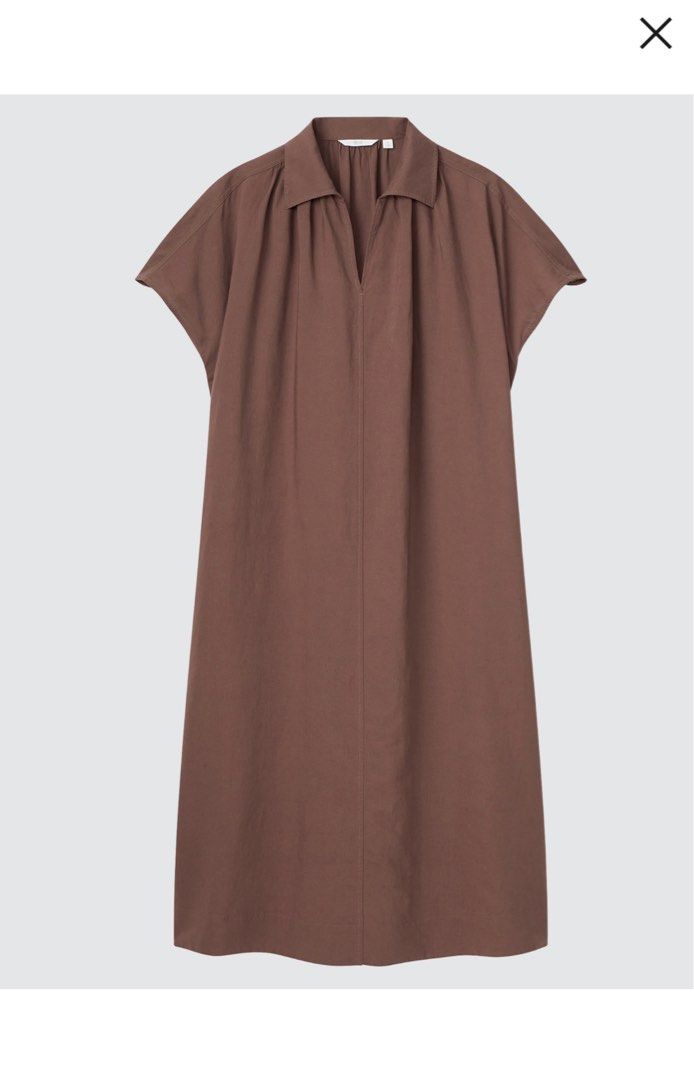 UNIQLO LINEN KAFTAN DRESS IN BROWN, Women's Fashion, Dresses & Sets, Dresses  on Carousell