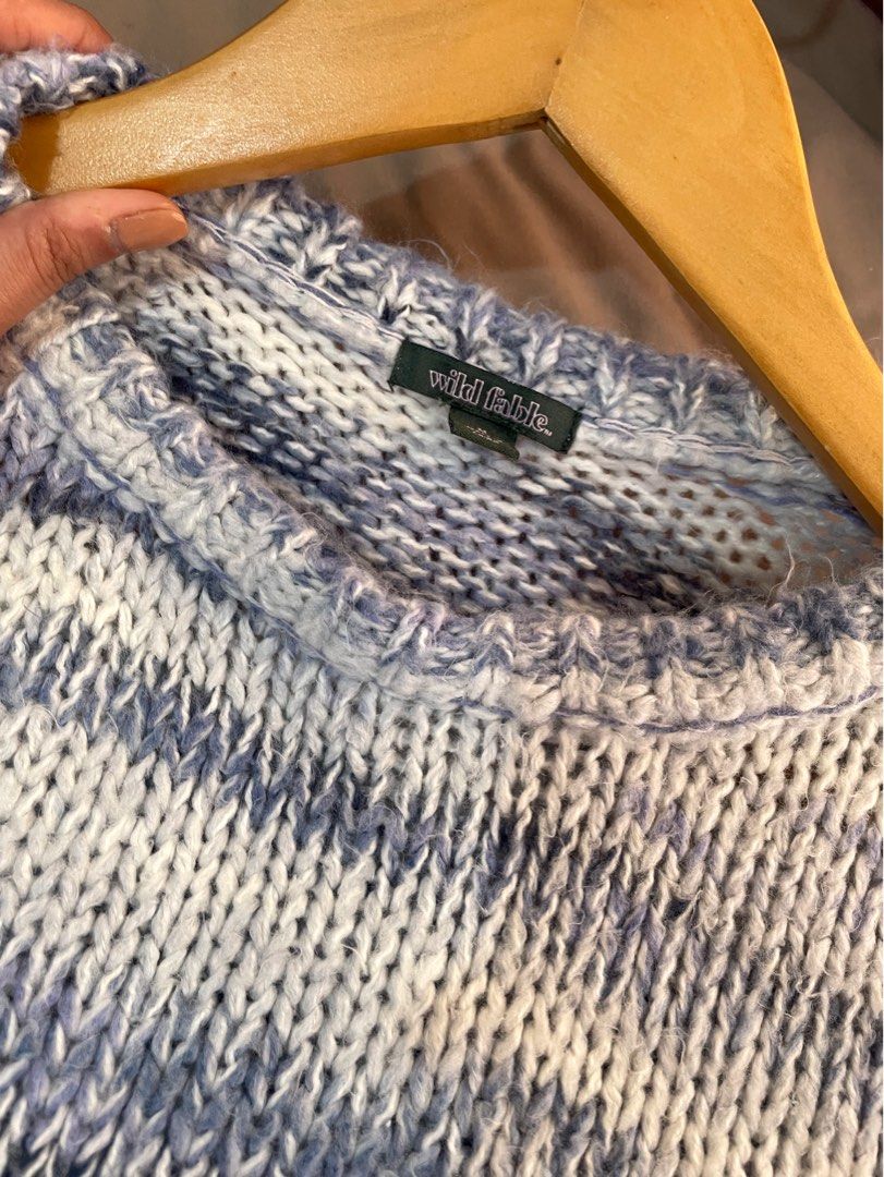 Wild Fable Crochet Knit Striped Crop Top Size Medium