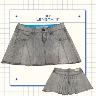 y2k acubi pleated gray washed denim low rise mini skirt (preloved)