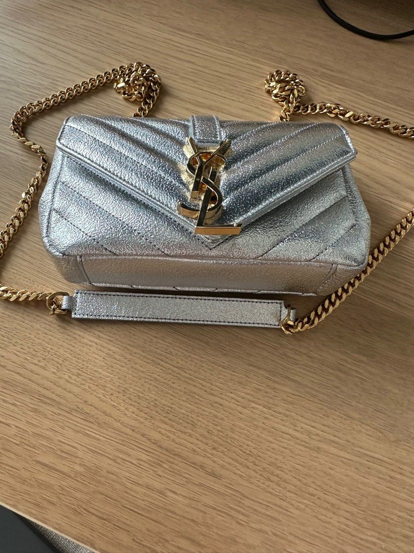 YSL Baby Chain Bag Monogram in Gold Quilted Metallic Grained Leather Luxury Bags Wallets on Carousell