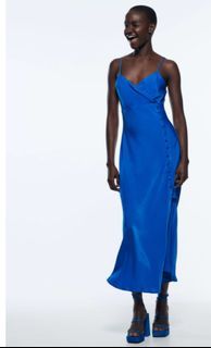 Zara Strappy Satin Blue Dress