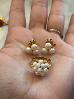 14karat gold setting ring & earrings