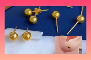 18k Saudi Gold Ball Earrings