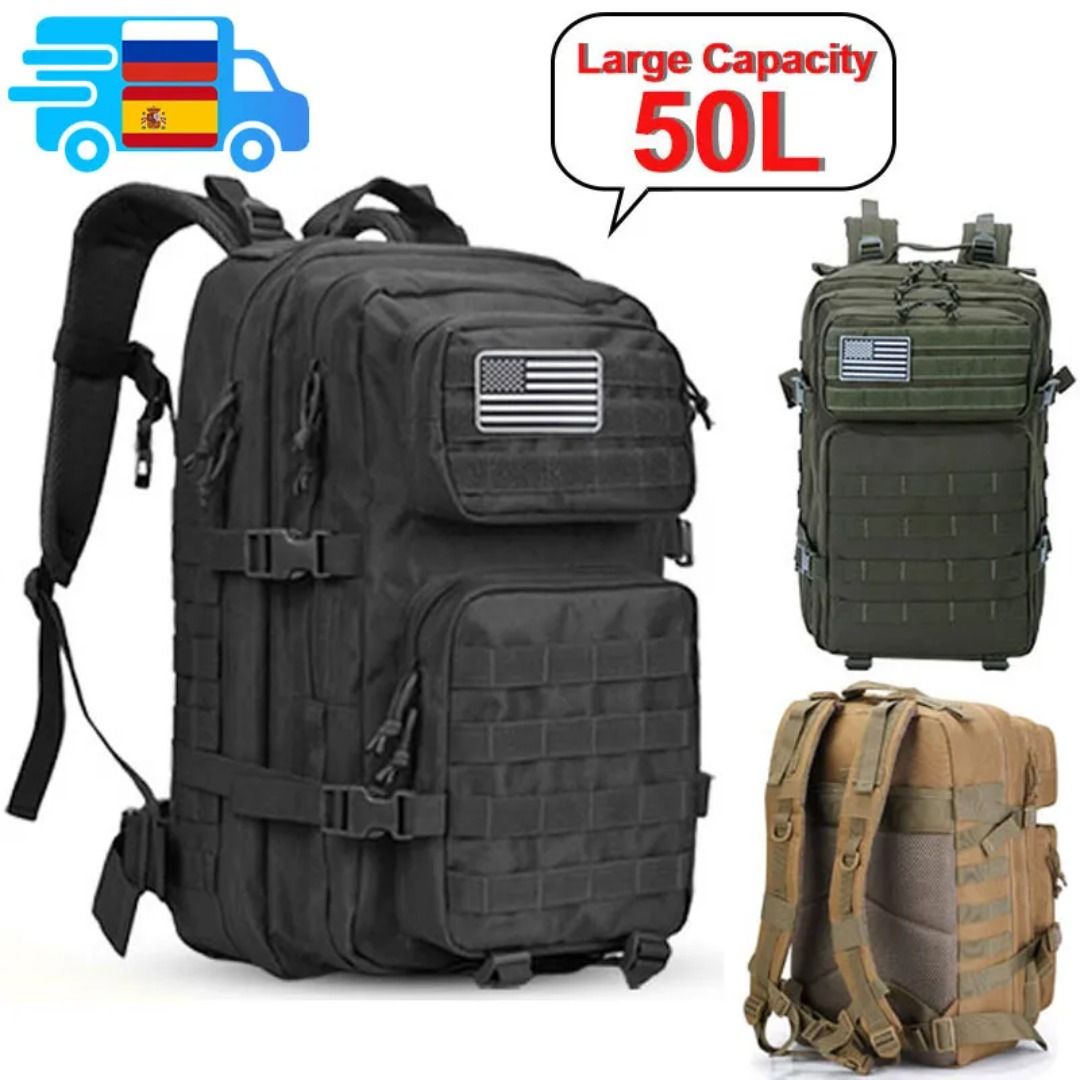 50L Army Military Tactical Backpack Men's Travel Large Capacity