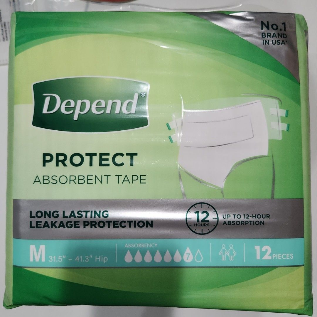 Depend Protect Absorbent Unisex Adult Diaper Tape - M