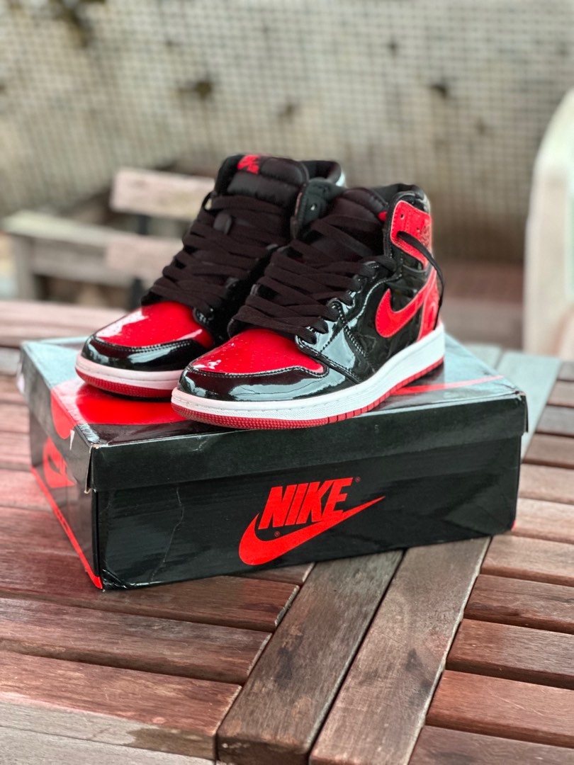 Air Jordan 1 High OG Patent Bred US 8.5 UK 7.5 EU 42, 男裝, 鞋, 波 ...