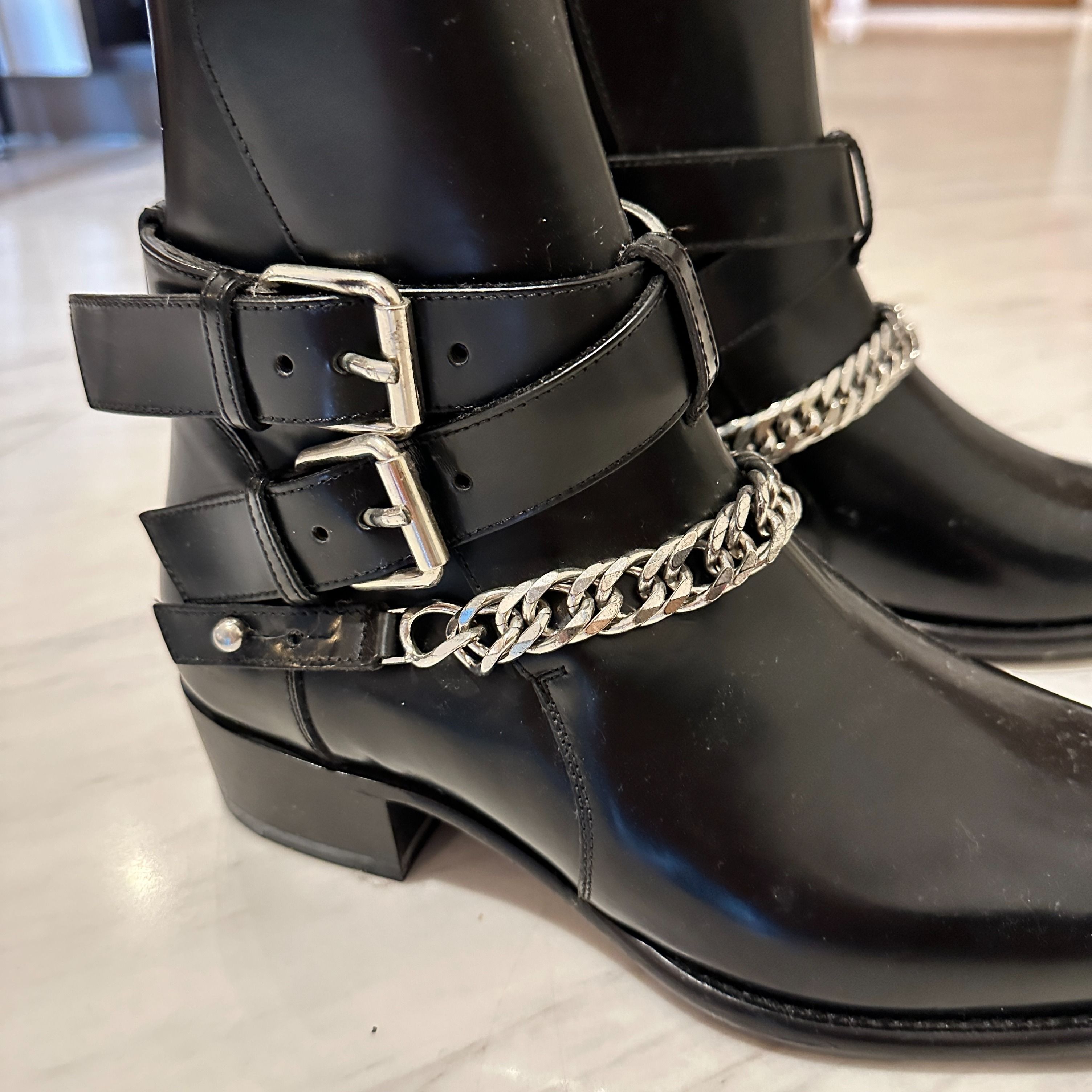 AMIRI Leather JODHPUR Western Boots With Double Buckle