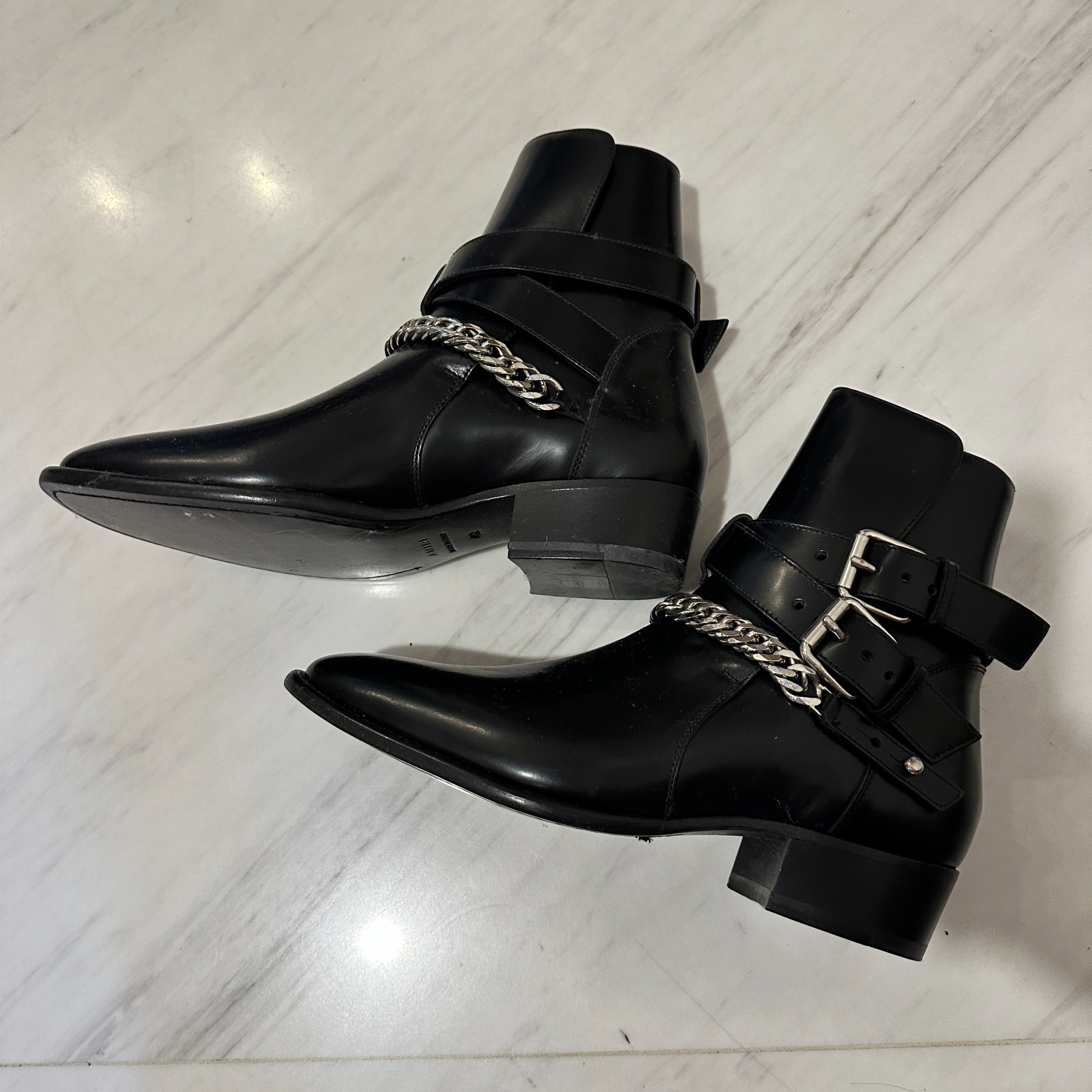 AMIRI Leather JODHPUR Western Boots With Double Buckle